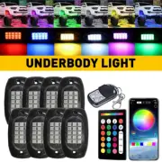 8 Pod RGB LED Rock Light Underglow Offroad Lamp Truck ATV bluetooth APP Control