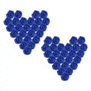50Pcs Glitter Roses, Foam Artificial Flowers Roses Heads with Stem, Blue
