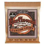Ernie Ball Earthwood Custom Light PhosphorBronze Acoustic Guitar Strings 3-Pack 11.5-54