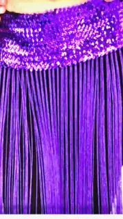 Purple Fringe Midi Belly Dancer Tribal Skirt Sequin Stretchy Waist Band One Size