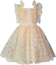 [AGQT] Girls Birthday Party Dress Polka Dots Sequin Star-Light Princess Tulle Wedding Pageant Evening Gown 3-10 Years