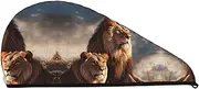 GDSHJKLW Two Lions Drying Hair Caps Super Absorbent Soft Hair Drying Towel Quick Dry Coral Velvet Hair Drying Cap Hair Turban for Women Wet Hair Long Thick Hair