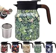 Peshoriadm - Peshoriadm Teapot, Vintage Floral Pattern Tea-Built-in Infuser, Kelansu Tea Pot, Doresty Teapot, Stainless Steel Thermal Carafe with Lid for Hot Drinks (Green)