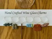 "FISHING" THEMED SET OF 6 Hand Crafted Wine Glass Charms