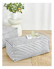 [Cadence & Co.] Oscar Faux Linen Ottoman Bean Bag Cover in Charcoal
