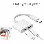 Dual Type C to USB-C Earphone Charge adapter splitter for S24 S24+ S24 Ultra