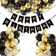 Black Gold Birthday Party Decorations 100pcs Gold Black Balloons Garland Arch...