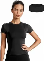 [HAGOT] Women's Sports Top, Gym Top, Lightweight Breathable, Summer Fitness Running Shirt, Running Shirt, Short-Sleeved