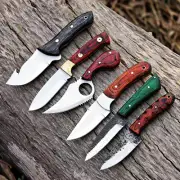 Custom Handmade Unique Set/Lot of 6 Different Knives with leather sheath - Best