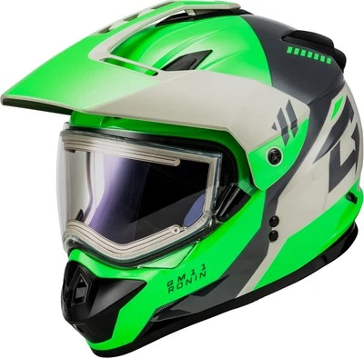 G-Max A41151167 GM-11S Ronin Helmet with Electric Shield XL Green/Gray