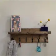 AMBIRD Coat Rack Wall Mount with Shelf 23.6 in x 7 i n x 3.75 in and 5 Hooks