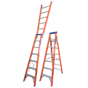 INDALEX 2.1m-3.8m Industrial Fibreglass 180kg Pro Series Dual Purpose Ladder