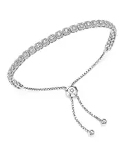Diamond Milgrain Bolo Bracelet in 14K White Gold, 1.0 ct. t. w.