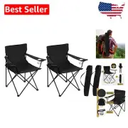 2-Piece Folding Camping Chairs Set with Cup Holders - Portable Outdoor Comfort