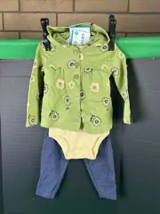 Carter's Baby Girls 3 Piece Short Sleeve Pant & Jacket Set Size 9-12M Floral