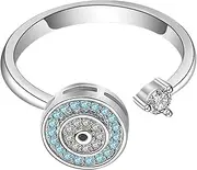 [Generic] Evil Eye Jewelry - Glittering Rhinestone Devil Eye Silver Ring | Fashion Adjustable Open Rings, Spinner Inspirations Jewelry for Girls