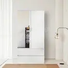 Wardrobe Cabinet Armoire Clothes Garment Storage Cupboard Organiser Mirror Door