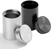 Gosstek 2PCS Aluminum Storage Jar Portable Airtight Container Bottle Multipurpose Storage Container for Spices, Coffee & Teas 140 ml (Black and Silve)