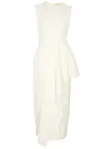 Roksanda Raya Draped Midi Dress, Dress, Ivory, Size 12 12