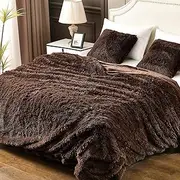 YUSOKI Twin Size Faux Fur Throw Blanket(Brown,60" x 80"),Whithout Pillows,Winter Lightweight Plush Fuzzy Soft Cozy Microfiber Comfy Bed Blanket for Women Kids Girls Couch Sofa Washable