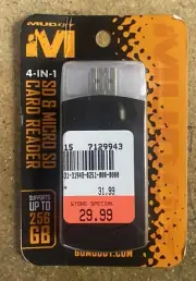 Muddy 4-In-1 SD & Micro SD Card Reader Supports up to 256 GB New
