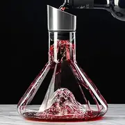 LOVEWEE Iceberg Wine Decanter with Aerator Filter, Red Wine Carafe, 51oz Wine Decanter Set with Lid, Wine Gifts for Christmas, Birthdays, Hand Blown Lead-Free Crystal Wine Decanter, Wine Aerator