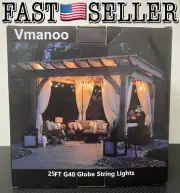 25ft Outdoor String Lights G40 Globe Bulbs Patio Yard Garden Waterproof Lighting