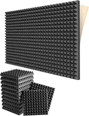 Binxind 12 Pack Self-Adhesive Sound Proof Foam Panels 2X12X12Inch Acoustic Panels with High Density,Pyramid Design Acoustic Foam