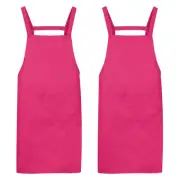 2pcs H Style Apron Kitchen Cooking Aprons Artist Painting Apron Fuchsia