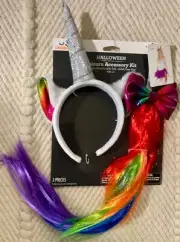 Unicorn Costume Accessory Kit - Includes Headband and Tail - Adult One Size New