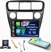 2+64G- for Honda Accord 6th 1998-2003 Car Radio with Wireless Carplay/Android Auto,Android Car Stereo 9 Inch Touch Screen GPS Navigation WiFi Bluetooth FM/RDS Mirror Link SWC Backup Camera