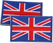 OHPHCALL 2pcs National Flag Embroidered Patch Sew-on Badges Union Jack Embroidery Applique for DIY Clothing Bag h