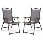 Clihome Folding Camping Deck Chair 38" x 24" Armchair Brown and Gray (Set of 2)