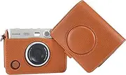 zimois Polaroid Bag Compatible with Fuji mini evo, PU Leather Bag, Camera Bag Holster, Portable Waterproof with Strap, Brown