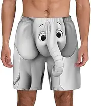 [JHLMN] Men's Swim Trunks Quick Dry Board Shorts Drawstring Beach Short White Elephant Bathing Suit for Men
