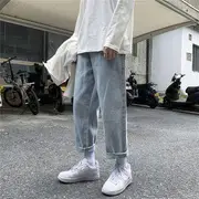 Cropped Straight Leg Jeans C186 - Light Blue - 3XL
