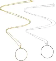 FONDOTIN 2pcs Portable Magnifying Glass Pendant Necklace Durable Magnifier Jewelry for Reading and Observation Lightweight Design Practical Visual Aid for Home Travel