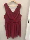 Ever pretty dress women’s 16 red sleeveless Chiffon Knee Length Pleated V Top