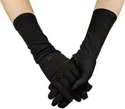[Yovslop] Muslims Arab Black Gloves For Women Sunproof Arm Cover Embroidery Long Arm Sleeves Full Finger Arabian Hijab Hand Gloves Fash, Black