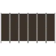 6-Panel Room Divider Brown 300X180 Cm fabric,iron Screens & Room Dividers