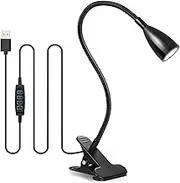KOOSREEL Desk Lamp Clip On Clamp Light & 3 Light Mode 10 Dimmable Brightness Eye Caring Book Adjustable for Reading Studying Working Video Conference Lighting - White