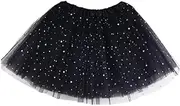 [QUNBZOU] Tutu Skirts for Kids Girls 3 Layered Tulle Sequins Stars Ballet Dance Skirt with Liner Princess Dress-Up