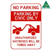 Civic Parking Only Vinyl on Corflute Sign 30 cm x 22 cm (for: Honda Civic)