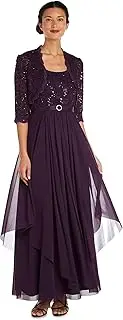 [R&M Richards] Women's Sequin Lace Long Jacket Dress - Mother of The Bride Dress