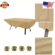 Protective Terrazzo Patio Table Cover for Rectangular/Oval Tables Up to 72"