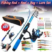 Fishing Rod Full Kit 1.2M Telescopic Sea Spinning Reel Baits Lure Travel Fishing