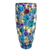 Murano Glass Vase Bubble Gold Multi Coloured Handmade Painted Millefiori 35cm