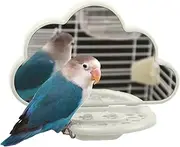 Bird Perches for Cage - Bird Toys Cockatiel Mirror Bird Perch Stand - Bird Mirror Parakeet Mirror, Cockatiel Perch with Feeding Cup for Parakeet Conure Lovebirds
