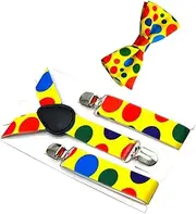 MERRYHAPY Elastic Kids Suspender Bow Tie Set Design Perfect for Cosplay Clown and Party