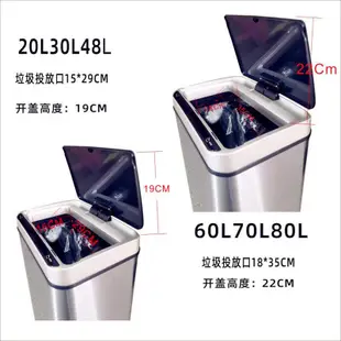 【好康免運】家用不鏽鋼垃圾桶方形10L15L30L20L48L60L室內智能感應帶蓋垃圾筒